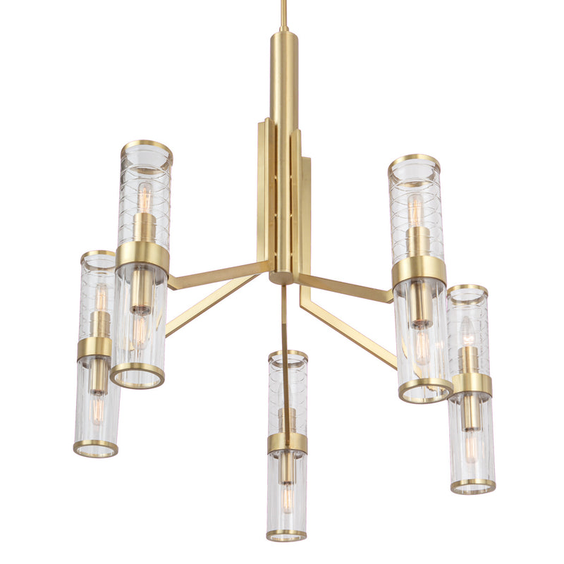 Norwell Lighting - 8150-SB-CL - Ten Light Chandelier - Stripe - Satin Brass