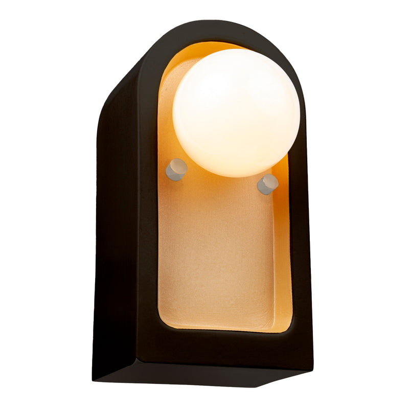Justice Designs - CER-3010-CBGD - One Light Wall Sconce - Ambiance Collection - Carbon Matte Black with Champagne Gold internal finish