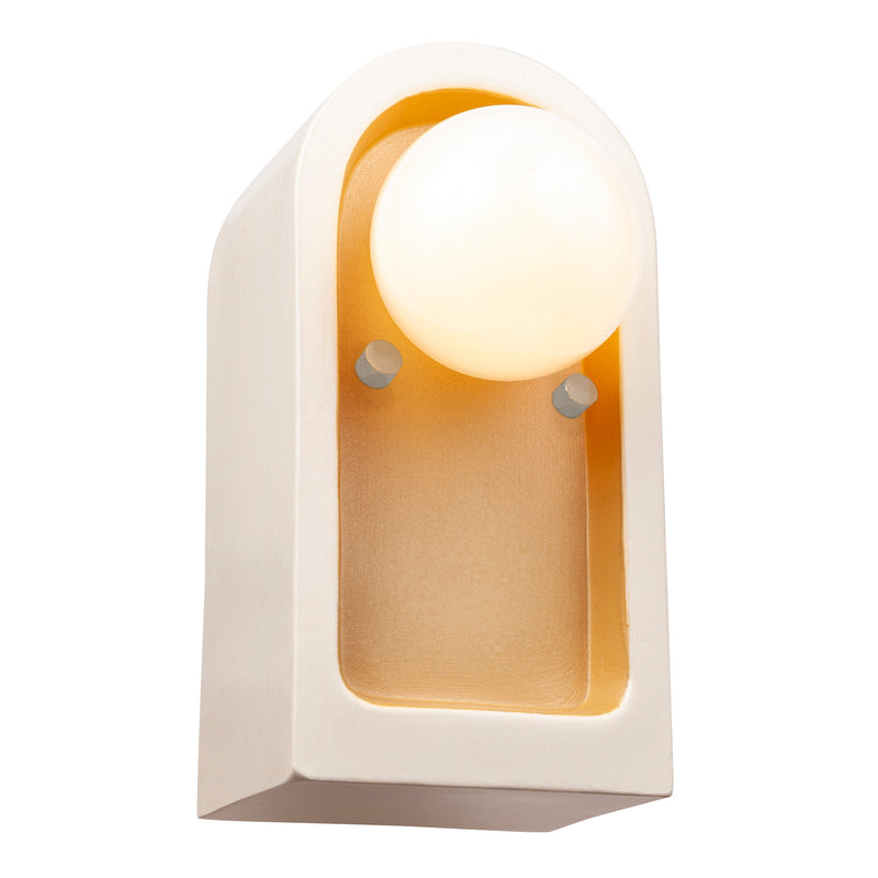 Justice Designs - CER-3010-MTGD - One Light Wall Sconce - Ambiance Collection - Matte White with Champagne Gold internal finish