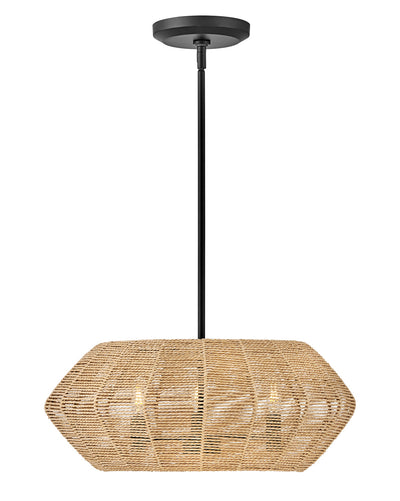 Hinkley - 40383BLK-CML - LED Pendant - Luca - Black with Camel Rattan shade