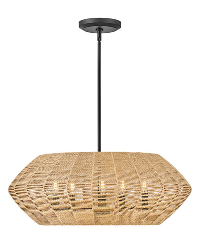 Hinkley - 40384BLK-CML - LED Pendant - Luca - Black with Camel Rattan shade