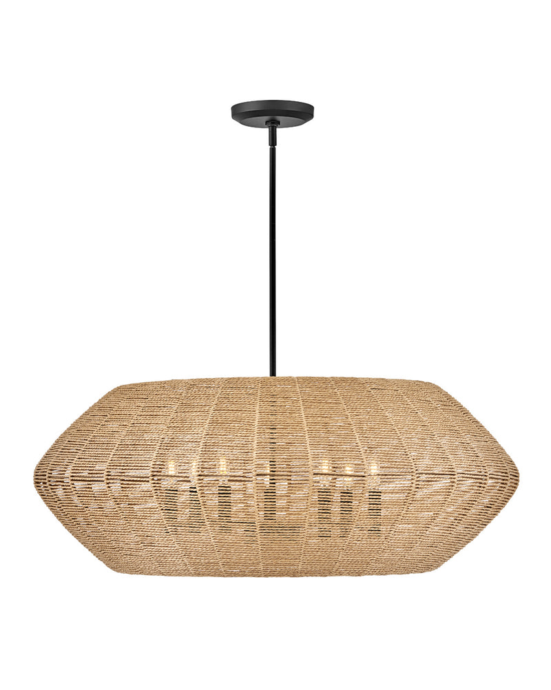 Hinkley - 40385BLK-CML - LED Pendant - Luca - Black with Camel Rattan shade