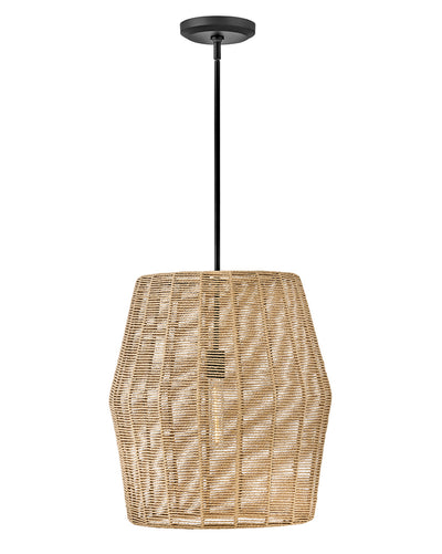 Hinkley - 40387BLK-CML - LED Pendant - Luca - Black with Camel Rattan shade