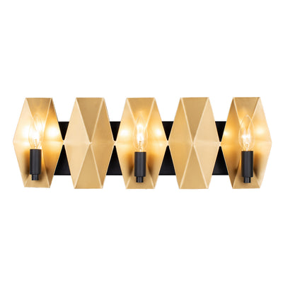 Varaluz - 361B03MBFG - Three Light Bath - Malone - Matte Black/French Gold