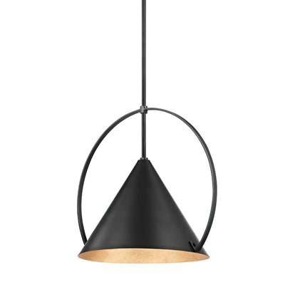 Troy Lighting - F1818-GL/SBK - One Light Pendant - Mari - Gold Leaf/Soft Black