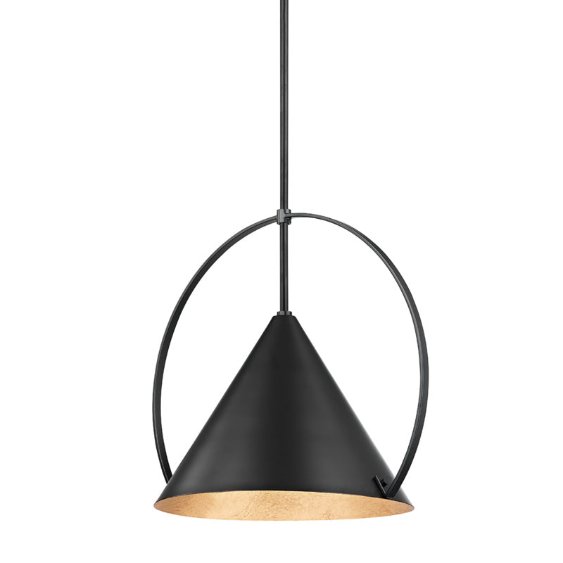 Troy Lighting - F1818-GL/SBK - One Light Pendant - Mari - Gold Leaf/Soft Black