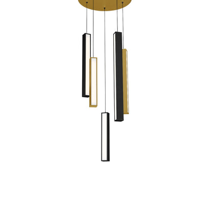 Modern Forms - PD-64805R-BK/AB-AB - LED Pendant - Chaos - Black/Aged Brass & Aged Brass