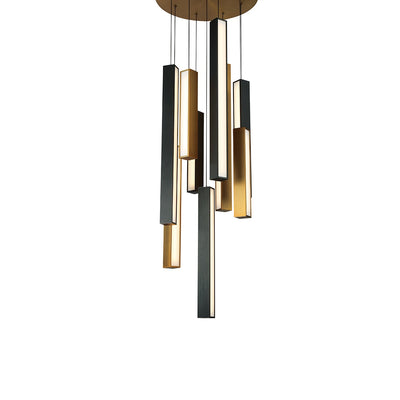 Modern Forms - PD-64809R-BK/AB-AB - LED Pendant - Chaos - Black/Aged Brass & Aged Brass