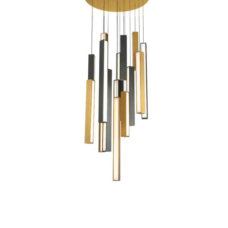 Modern Forms - PD-64815R-BK/AB-AB - LED Pendant - Chaos - Black/Aged Brass & Aged Brass