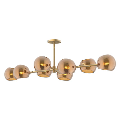 Alora - LP548848BGCP - Eight Light Linear Pendant - Willow - Brushed Gold/Copper Glass