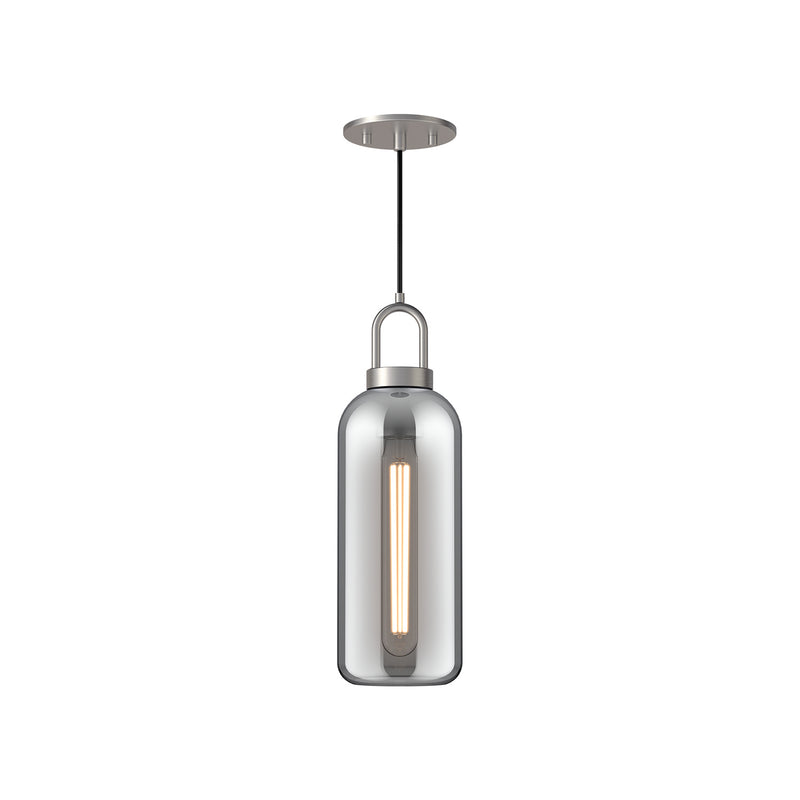 Alora - PD401505BNSM - One Light Pendant - Soji - Brushed Nickel/Smoked Solid Glass