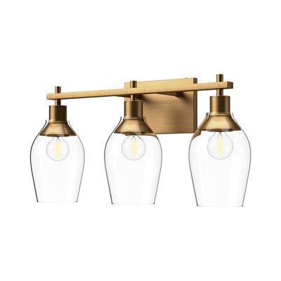 Alora - VL538322AGCL - Three Light Bathroom Fixtures - Kingsley - Aged Gold/Clear Glass