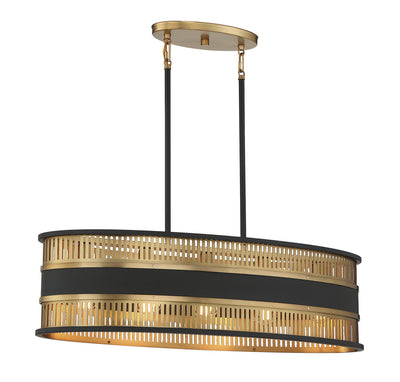 Savoy House - 1-1813-5-143 - Five Light Linear Chandelier - Eclipse - Matte Black with Warm Brass Accents