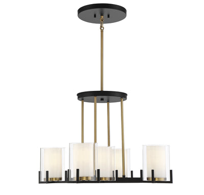 Savoy House - 1-1975-5-143 - Five Light Chandelier - Eaton - Matte Black with Warm Brass Accents