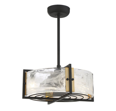 Savoy House - 24-FD-1698-143 - Four Light Fan D`lier - Hayward - Matte Black with Warm Brass Accents