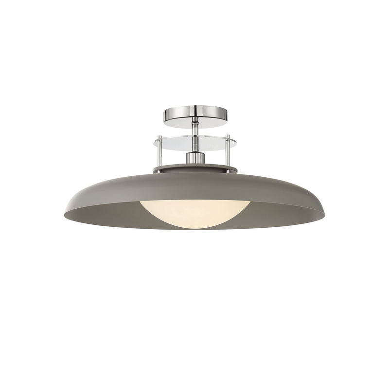 Savoy House - 6-1685-1-175 - One Light Semi-Flush Mount - Gavin - Gray with Polished Nickel Accents