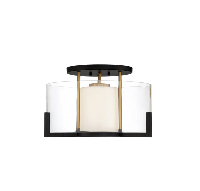 Savoy House - 6-1981-1-143 - One Light Semi-Flush Mount - Eaton - Matte Black with Warm Brass Accents