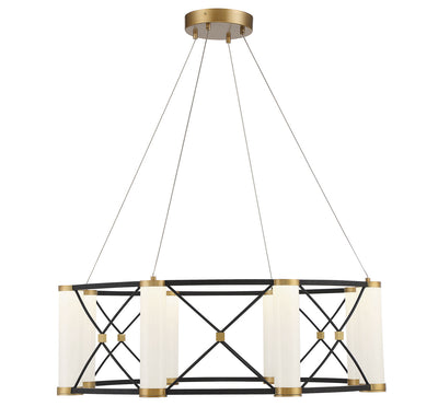 Savoy House - 7-1640-8-144 - LED Pendant - Aries - Matte Black with Burnished Brass Accents