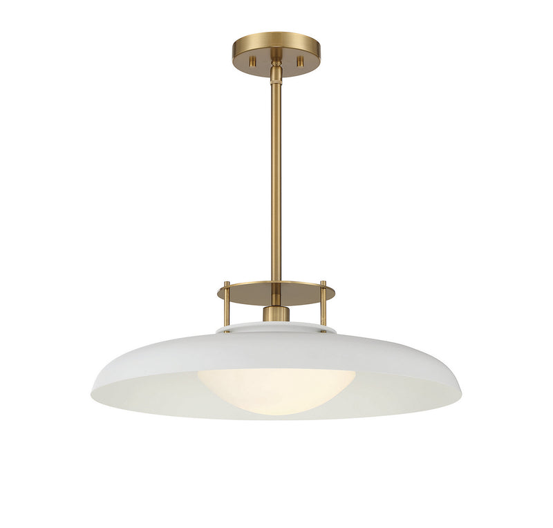 Savoy House - 7-1690-1-142 - One Light Pendant - Gavin - White with Warm Brass Accents