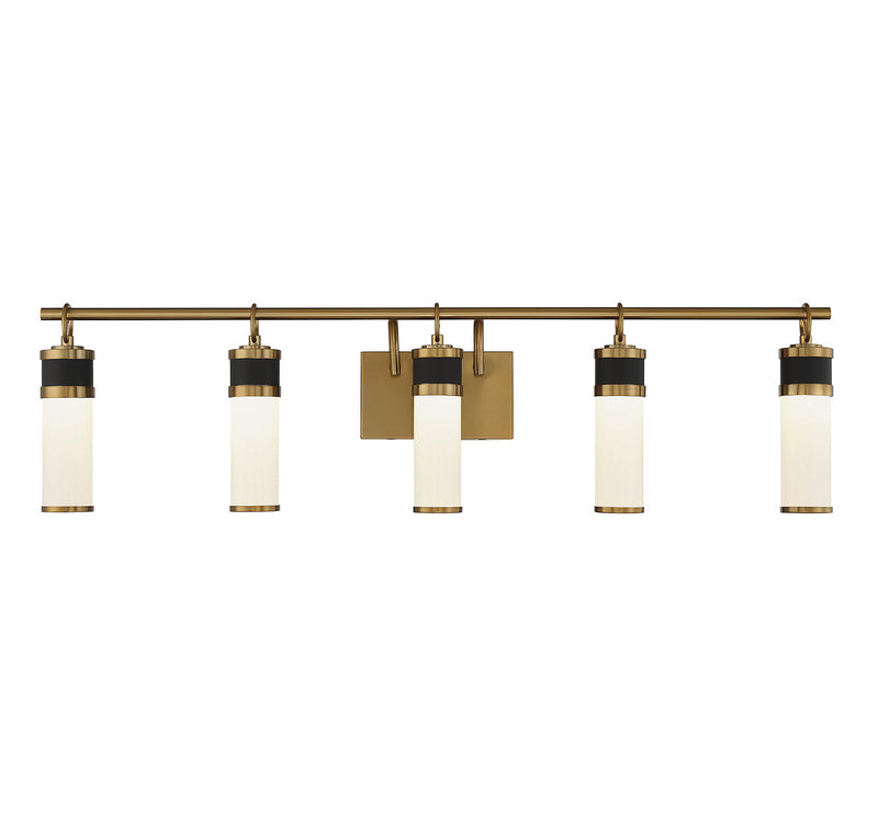 Savoy House - 8-1638-5-143 - LED Bathroom Vanity - Abel - Matte Black with Warm Brass Accents