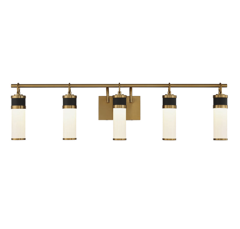 Savoy House - 8-1638-5-143 - LED Bathroom Vanity - Abel - Matte Black with Warm Brass Accents