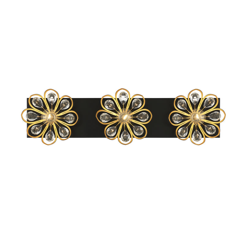 Savoy House - 8-1724-3-143 - Three Light Bathroom Vanity - Poppy - Matte Black with Warm Brass Accents