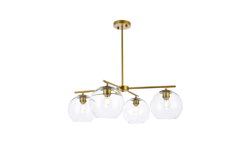 Elegant Lighting - LD2331BR - Four Light Pendant - Opus - Brass And Clear