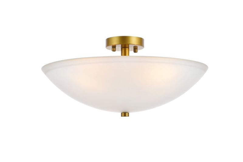 Elegant Lighting - LD2349BR - Three Light Flush Mount - Jeanne - Brass And Frosted White