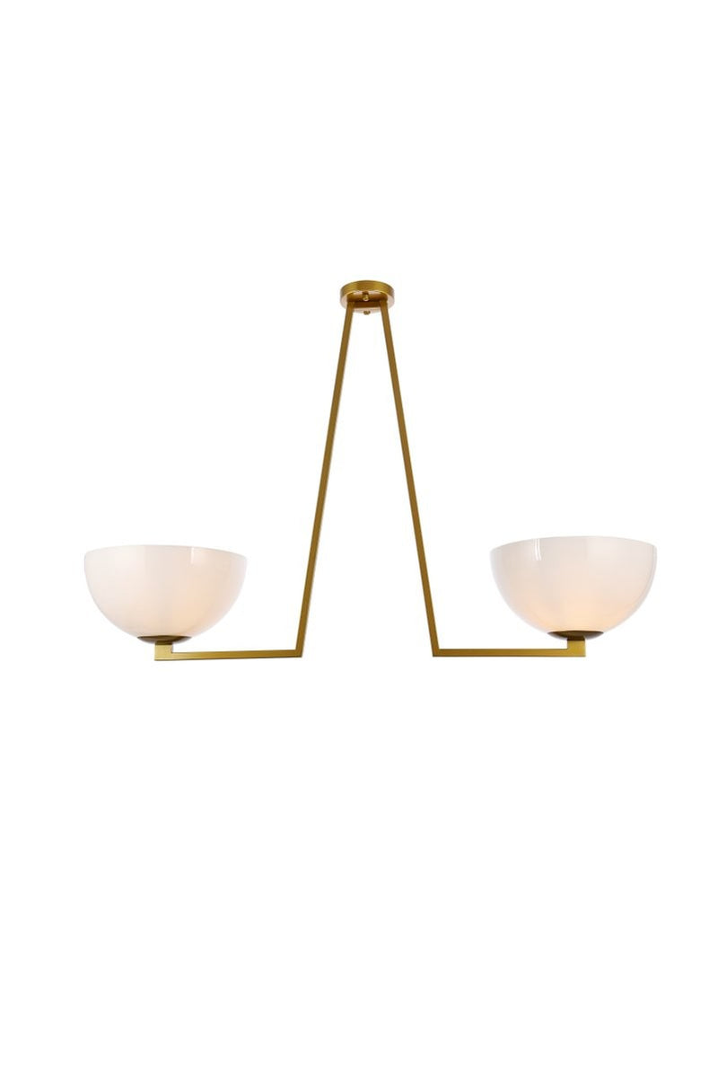 Elegant Lighting - LD2350BR - Two Light Flush Mount - Jeanne - Brass And White