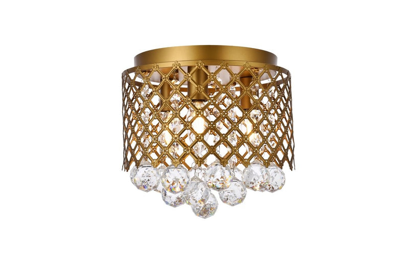 Elegant Lighting - LD5010F10BR - Three Light Flush Mount - Tully - Brass And Clear