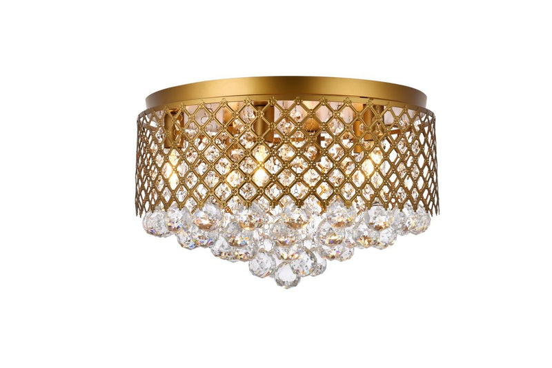 Elegant Lighting - LD5010F18BR - Six Light Flush Mount - Tully - Brass And Clear