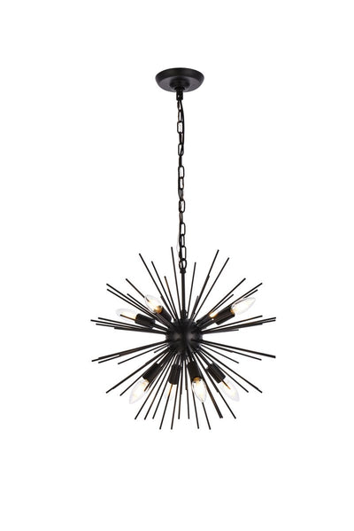 Elegant Lighting - LD5051D20BK - Eight Light Pendant - Timber - Black