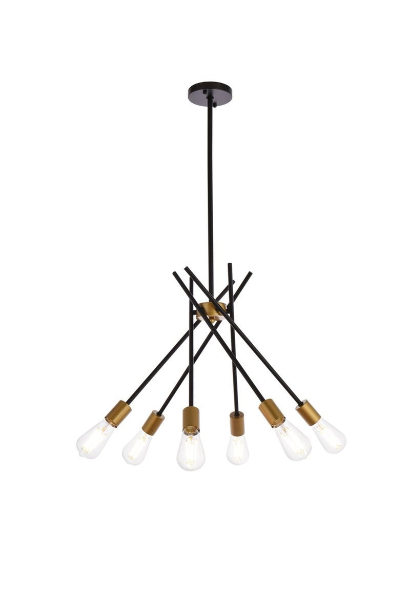 Elegant Lighting - LD640D23BRK - Six Light Pendant - Lucca - Black And Brass