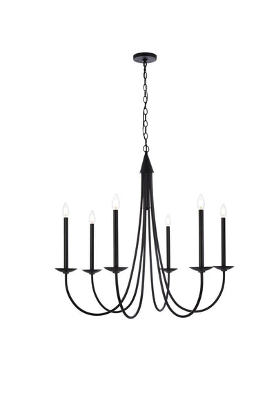 Elegant Lighting - LD810D36BK - Six Light Pendant - Cohen - Black