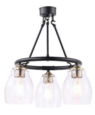 Minka-Lavery - 2437-878 - Three Light Chandelier - Winsley - Coal And Stained Brass
