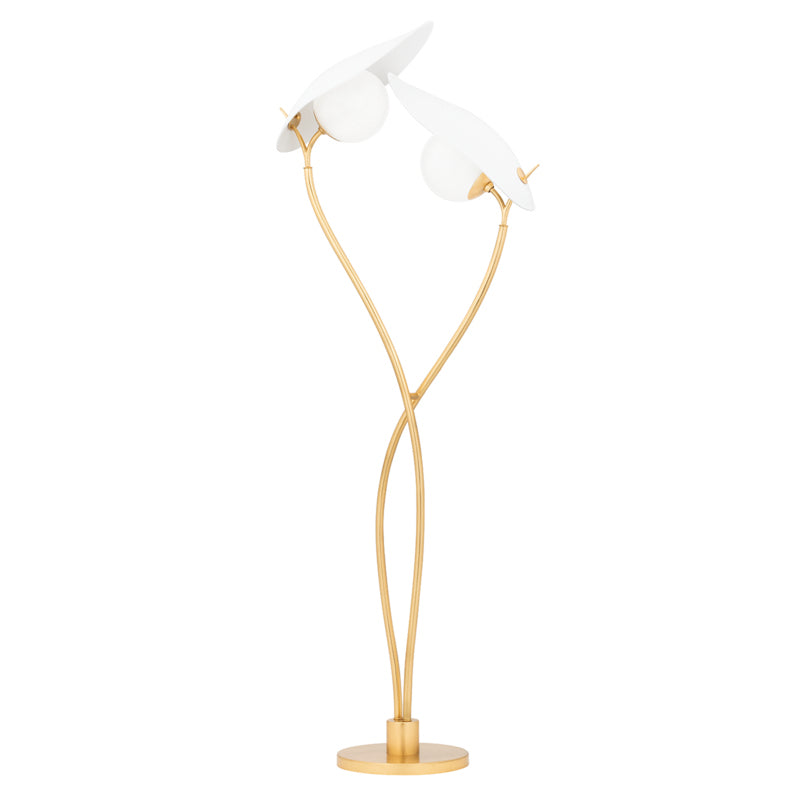 Hudson Valley - KBS1749401-GL/TWH - Two Light Floor Lamp - Frond - Gold Leaf/Textured On White Combo