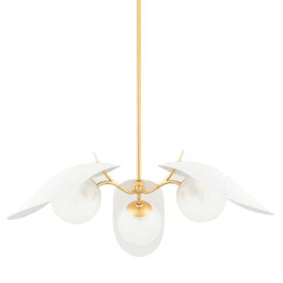 Hudson Valley - KBS1749803-GL/TWH - Three Light Pendant - Frond - Gold Leaf/Textured On White Combo