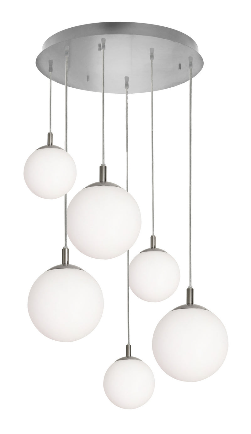 AFX Lighting - LRTP99MBSNRND6 - Six Light Pendant - Loretto - Satin Nickel