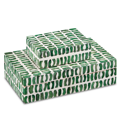Currey and Company - 1200-0585 - Box Set of 2 - Emerald - Green/White