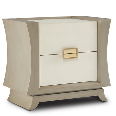 Currey and Company - 3000-0211 - Nightstand - Barry Goralnick - Oyster Gray/Cream/Brushed Polished Brass