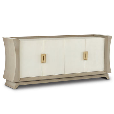 Currey and Company - 3000-0212 - Credenza - Barry Goralnick - Oyster Gray/Cream/Brushed Polished Brass