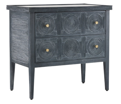 Currey and Company - 3000-0217 - Chest - Santos - Vintage Navy/Brushed Brass/Clear