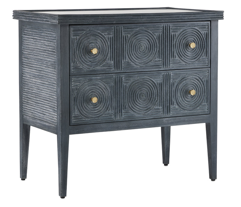 Currey and Company - 3000-0217 - Chest - Santos - Vintage Navy/Brushed Brass/Clear