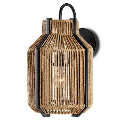 Currey and Company - 5000-0203 - One Light Wall Sconce - Mali - Natural/Satin Black
