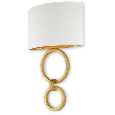 Currey and Company - 5900-0048 - One Light Wall Sconce - Bolebrook White - Gesso White/Contemporary Gold Leaf