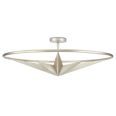 Currey and Company - 9000-0948 - Four Light Semi Flush Mount - Compass - Contemporary Silver Leaf/Painted Contemporary Silver