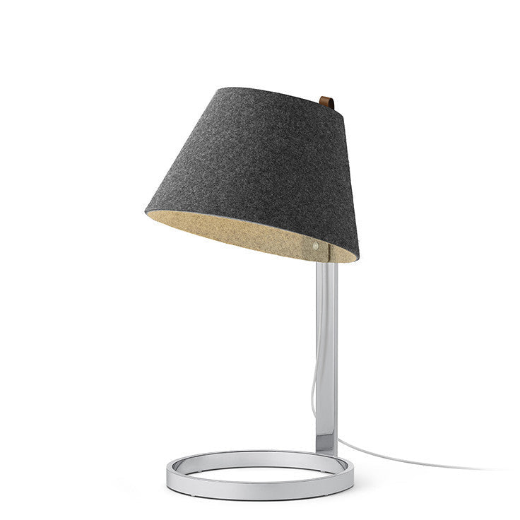 Pablo Designs - LANA SML TBL CHR/GRY CRM - LED Table Lamp - Lana - Charcoal/Grey- Chrome