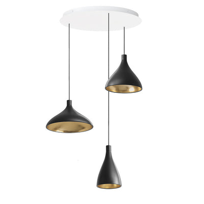Pablo Designs - SWEL CHAN 1 MIX BLK/BRA - LED Chandelier - Swell - Black Exterior/ Brass Interior