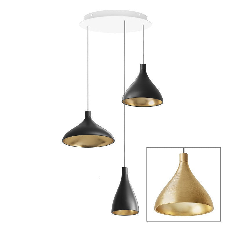 Pablo Designs - SWEL CHAN 1 MIX BRA/BRA - LED Chandelier - Swell - Brass Exterior/ Brass Interior