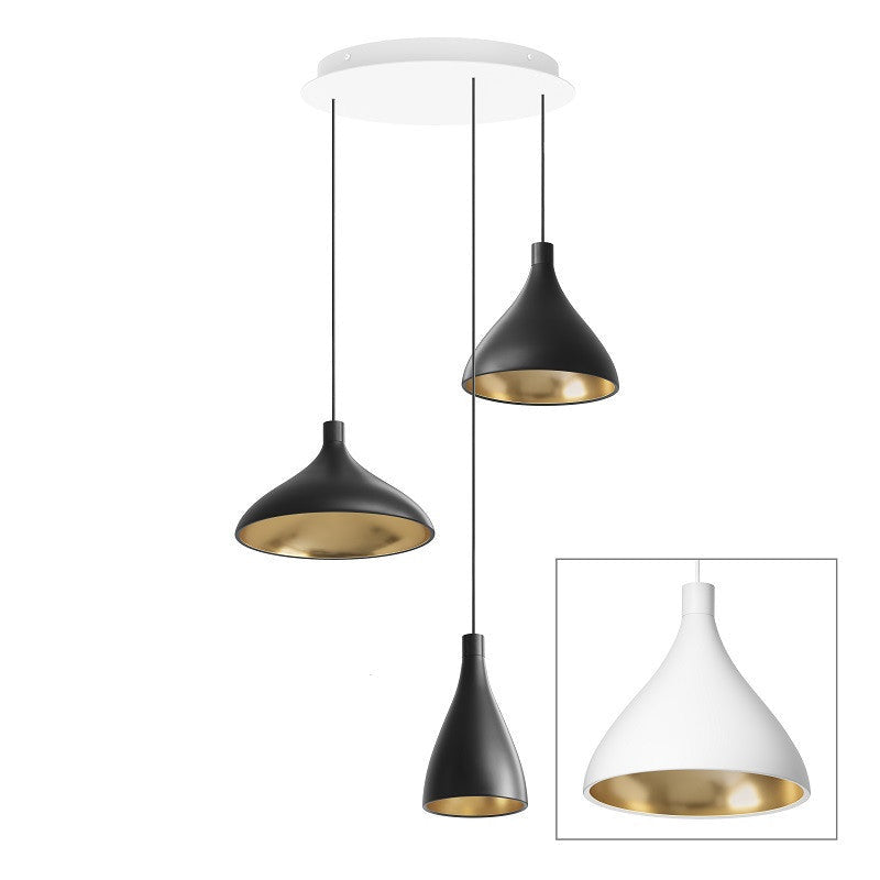 Pablo Designs - SWEL CHAN 1 MIX WHT/BRA - LED Chandelier - Swell - White Exterior/ Brass Interior